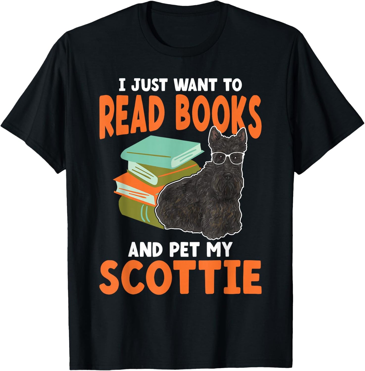 Scottish Terrier Read Books Scottie Dog T-Shirt - T-Shirt | Black
