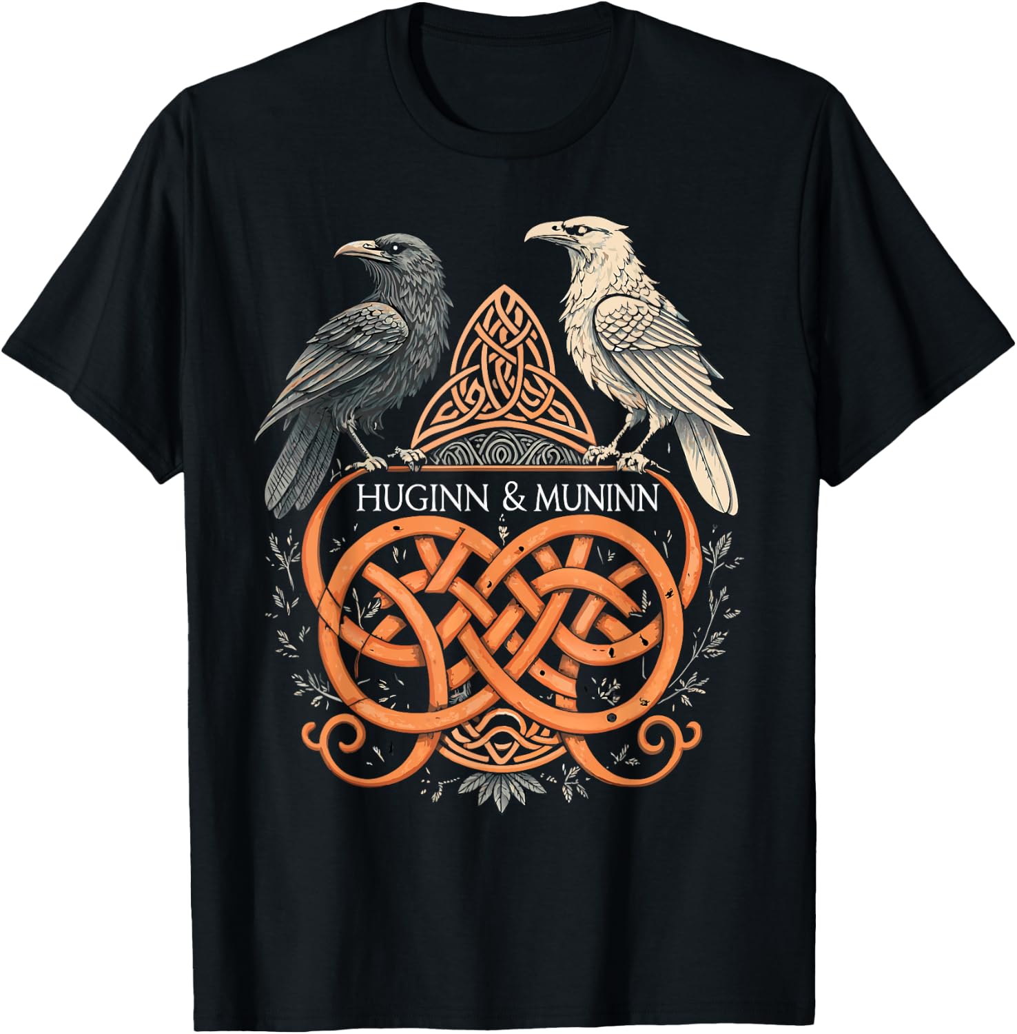 Celtic Knotwork Ravens – Huginn & Muninn Viking T-Shirt - T-Shirt | Black
