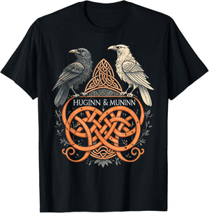 Celtic Knotwork Ravens – Huginn & Muninn Viking T-Shirt - T-Shirt | Black