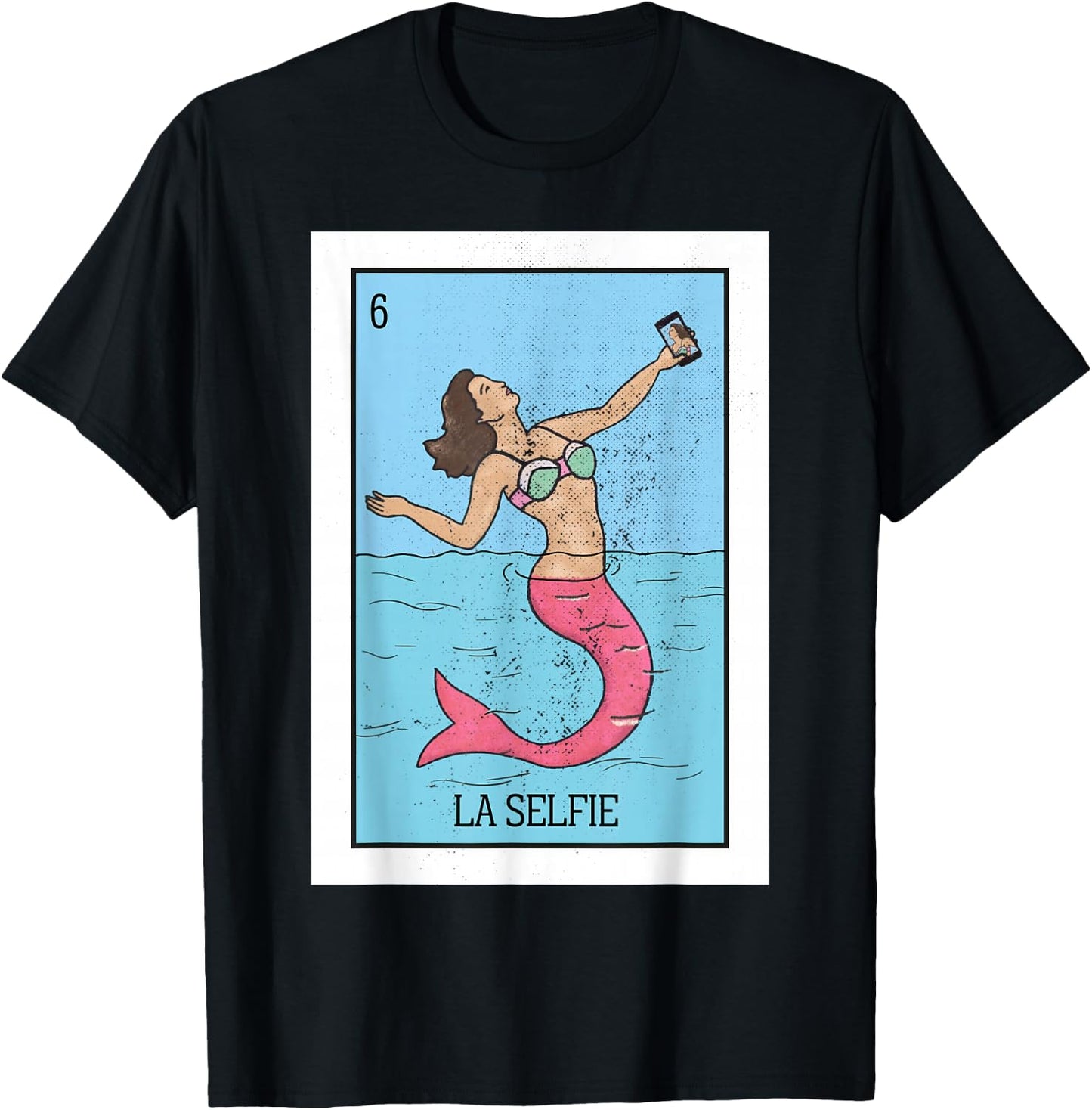 The Selfie Mermaid Lottery The Mermaid Mexican Card Lottery T-Shirt - T-Shirt | Black