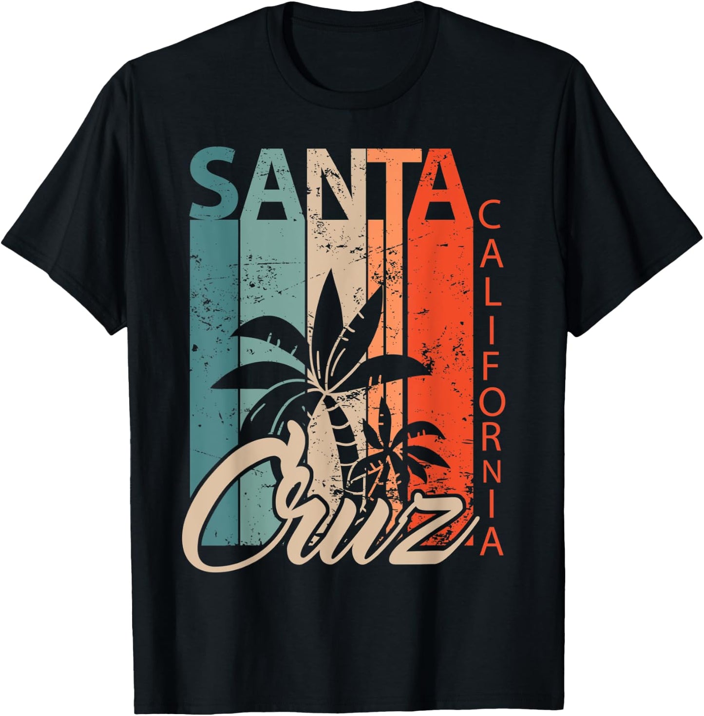 Santa Cruz California surfer skater vintage retro 70s T-Shirt - T-Shirt | Black