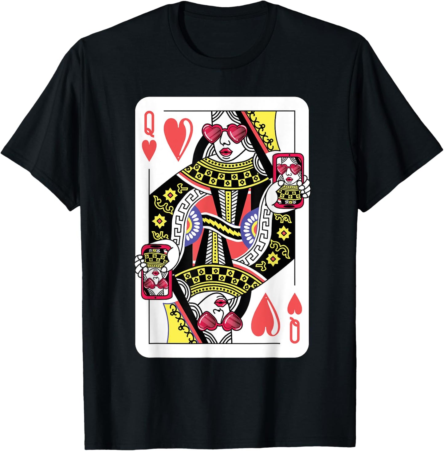 Queen Of Hearts Funny Playing Card Shirt. Poker Costume Gift T-Shirt - T-Shirt | Black