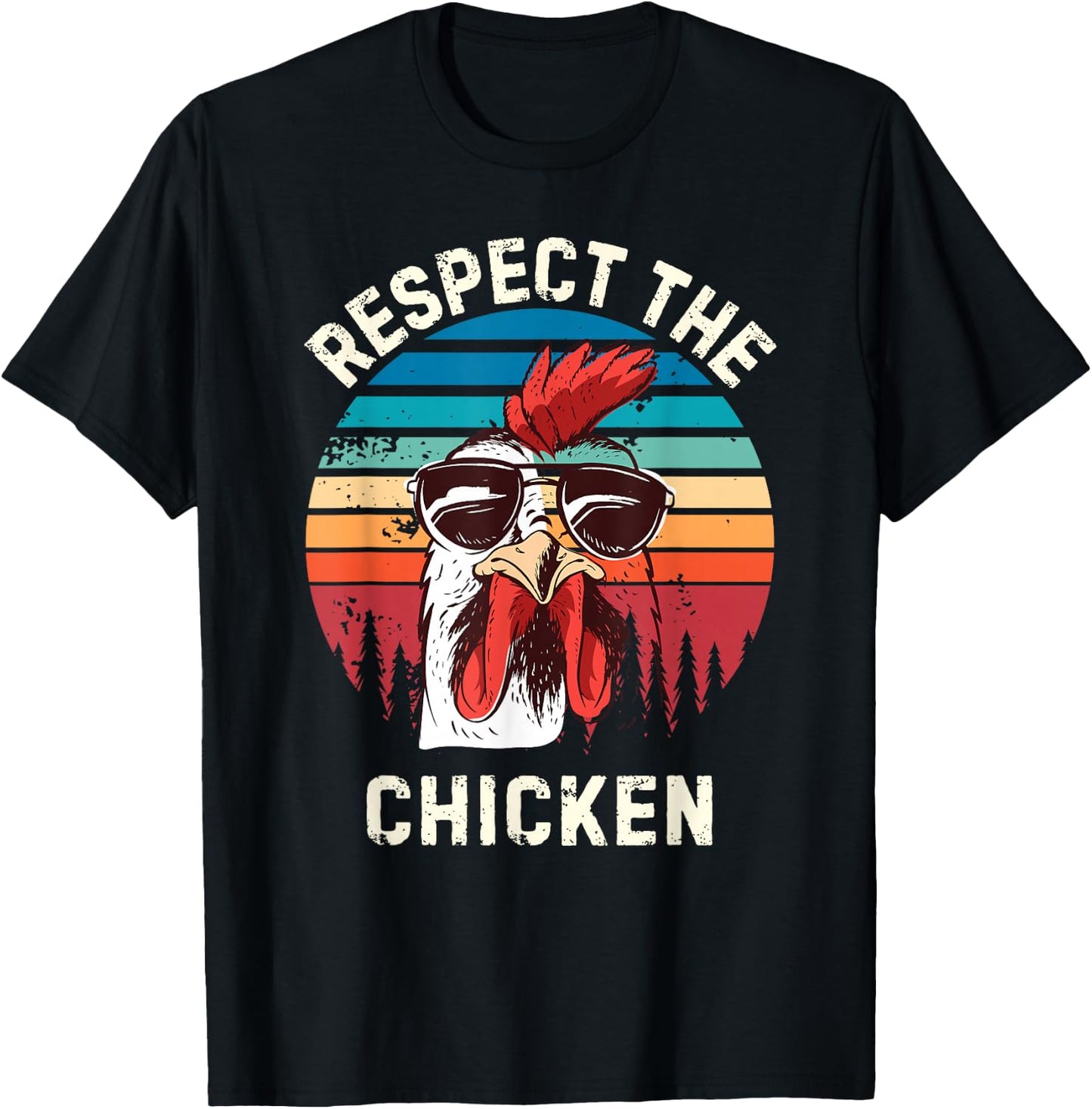 Retro Respect The Chicken Vintage Grunge Chicken Lover T-Shirt - T-Shirt | Black