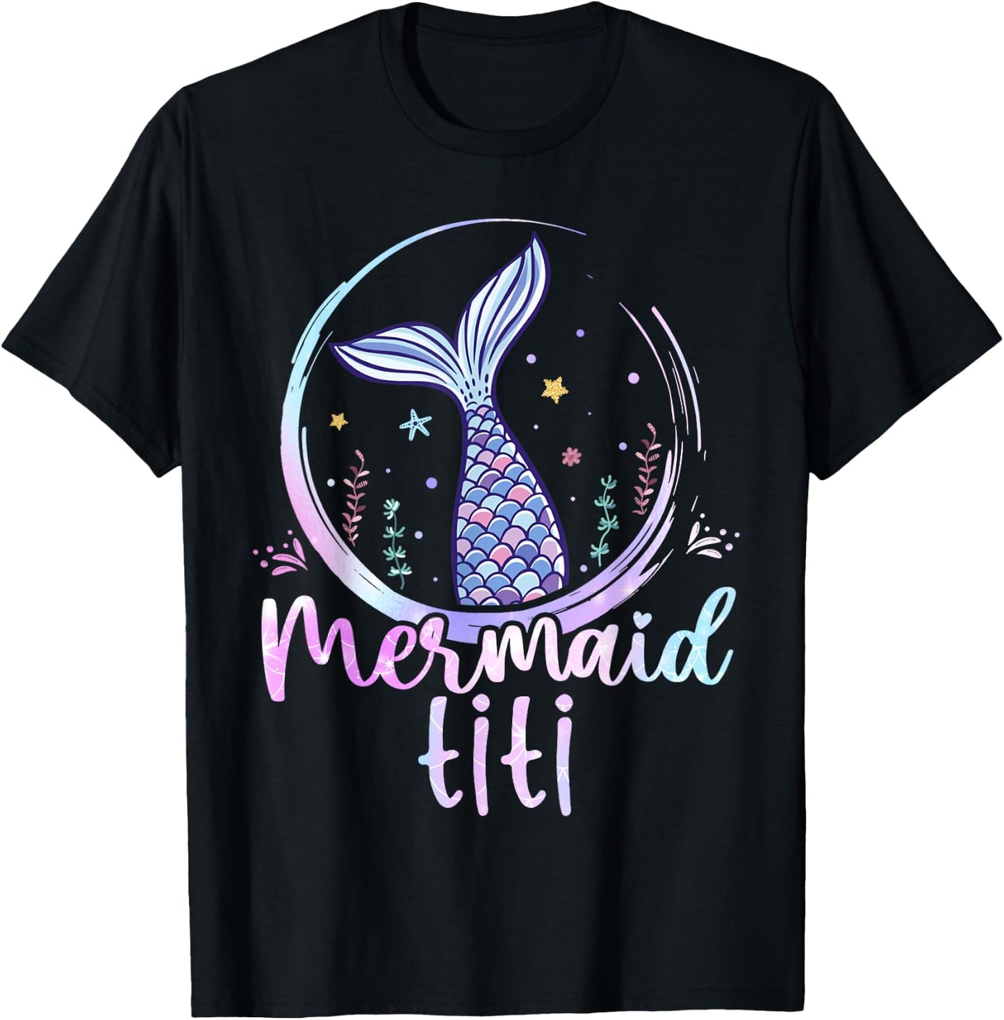 Mermaid Titi Birthday Mermaid Girls Beach Mermaid Tail T-Shirt - T-Shirt | Black