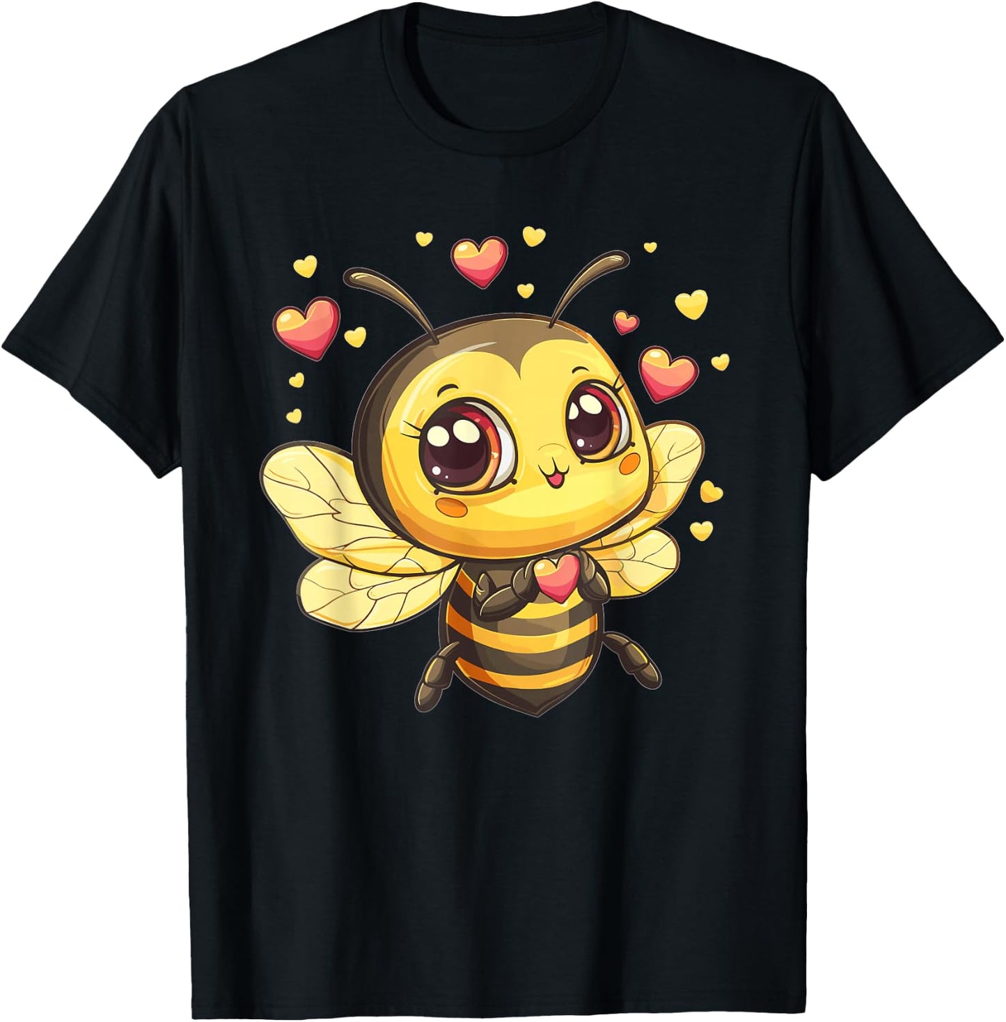 Cute Bee With Hearts I Kids Bee T-Shirt - T-Shirt | Black