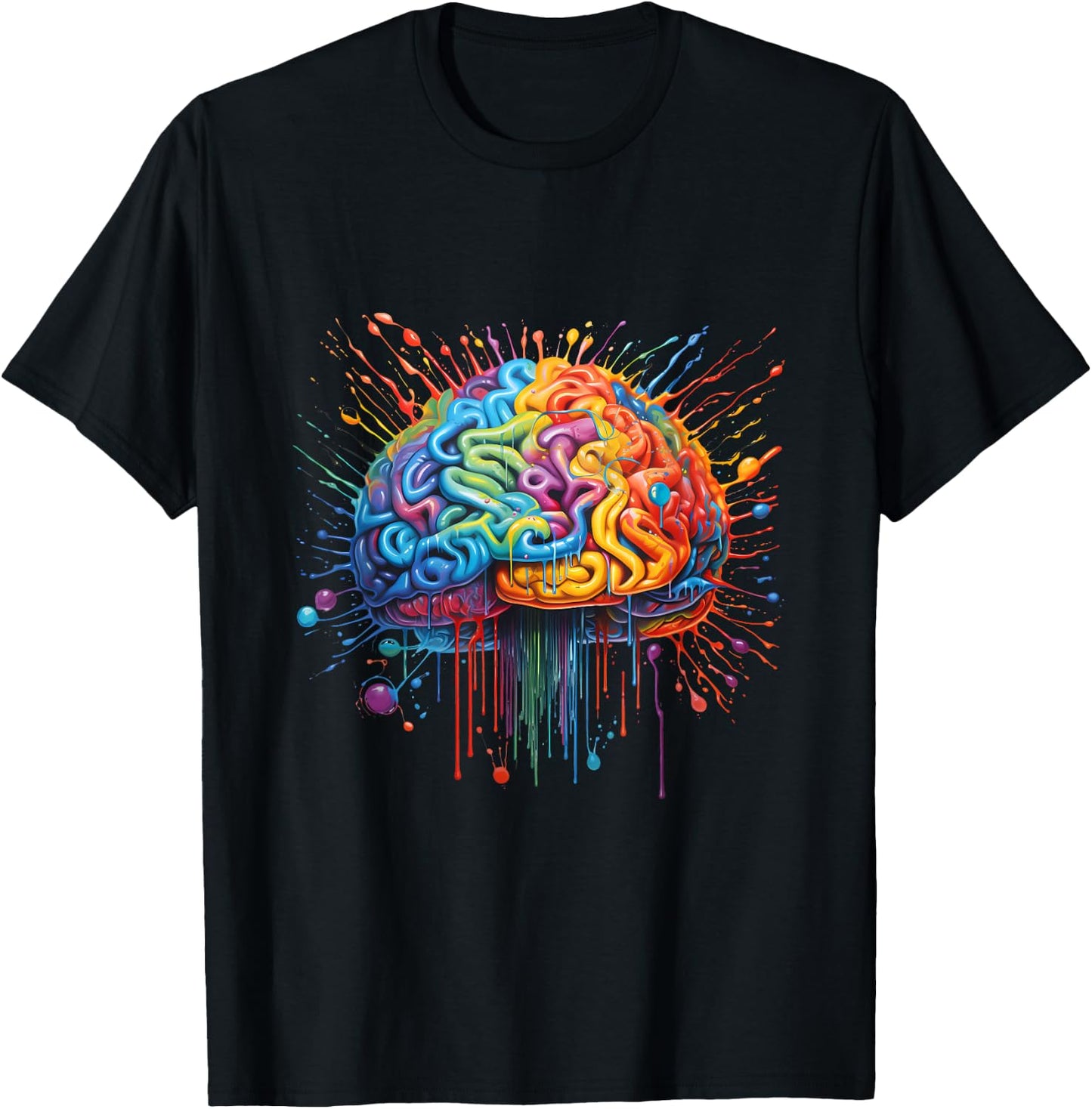 Colourful Artistic Brain - ADHD Autism , black T-Shirt - T-Shirt | Black