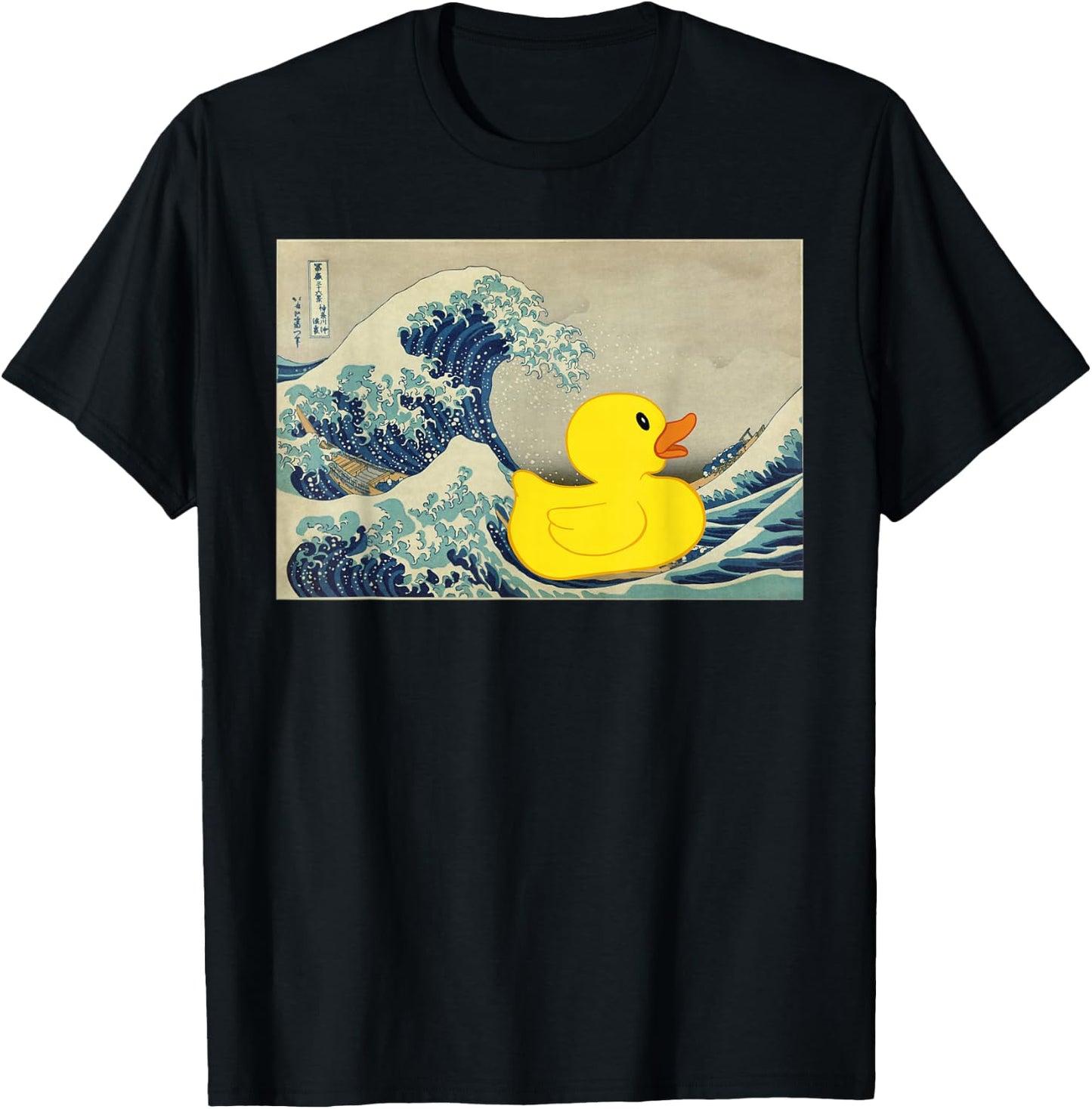 Rubber Duck on The Great Wave off Kanagawa T-Shirt - T-Shirt | Black
