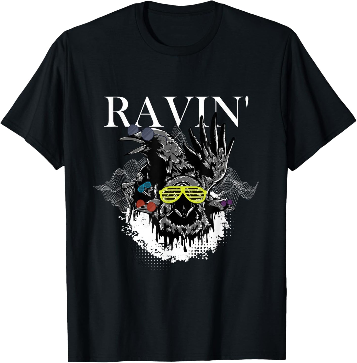 Funny Ravin' | Raven Rave | EDM Music DJ T-Shirt - T-Shirt | Black
