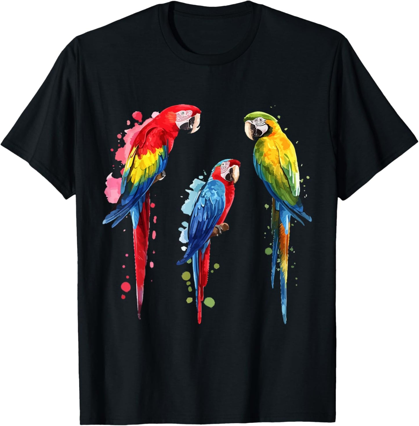 Colourful Parrot Watercolor , black T-Shirt - T-Shirt | Black