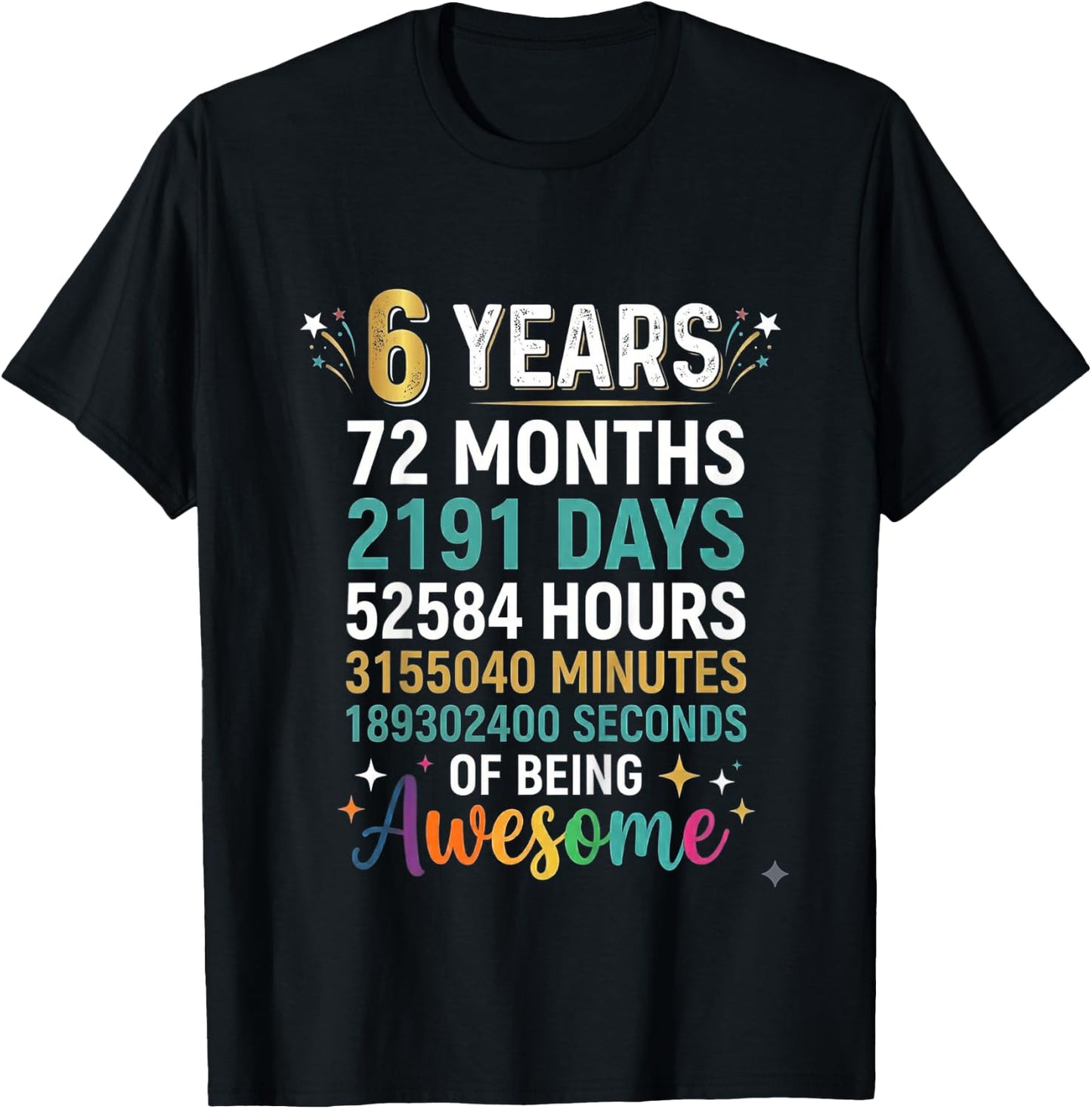 6th Birthday 6 Years Old Kids Boy Girl T-Shirt - T-Shirt | Black