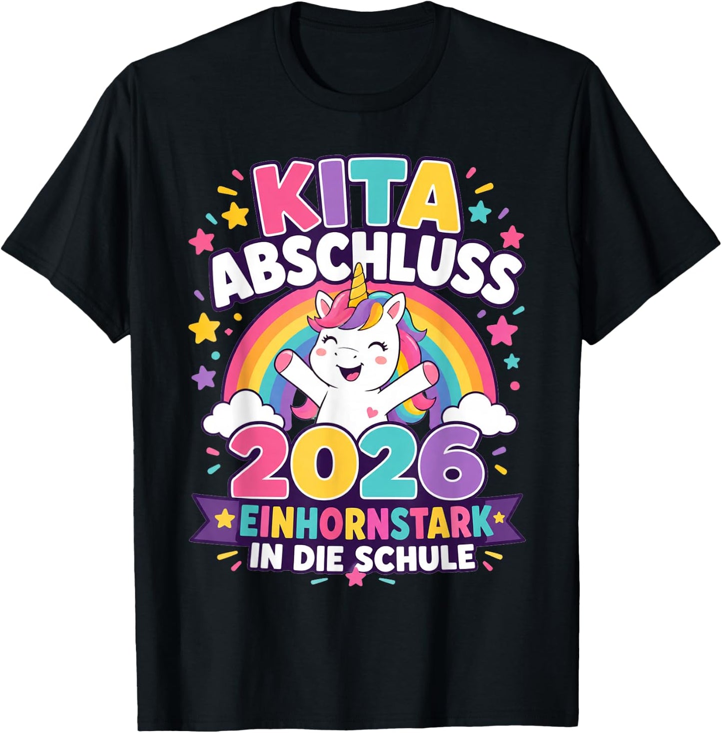 Kita Abgängerin 2026 Einhorn Mädchen T-Shirt - T-Shirt | Black