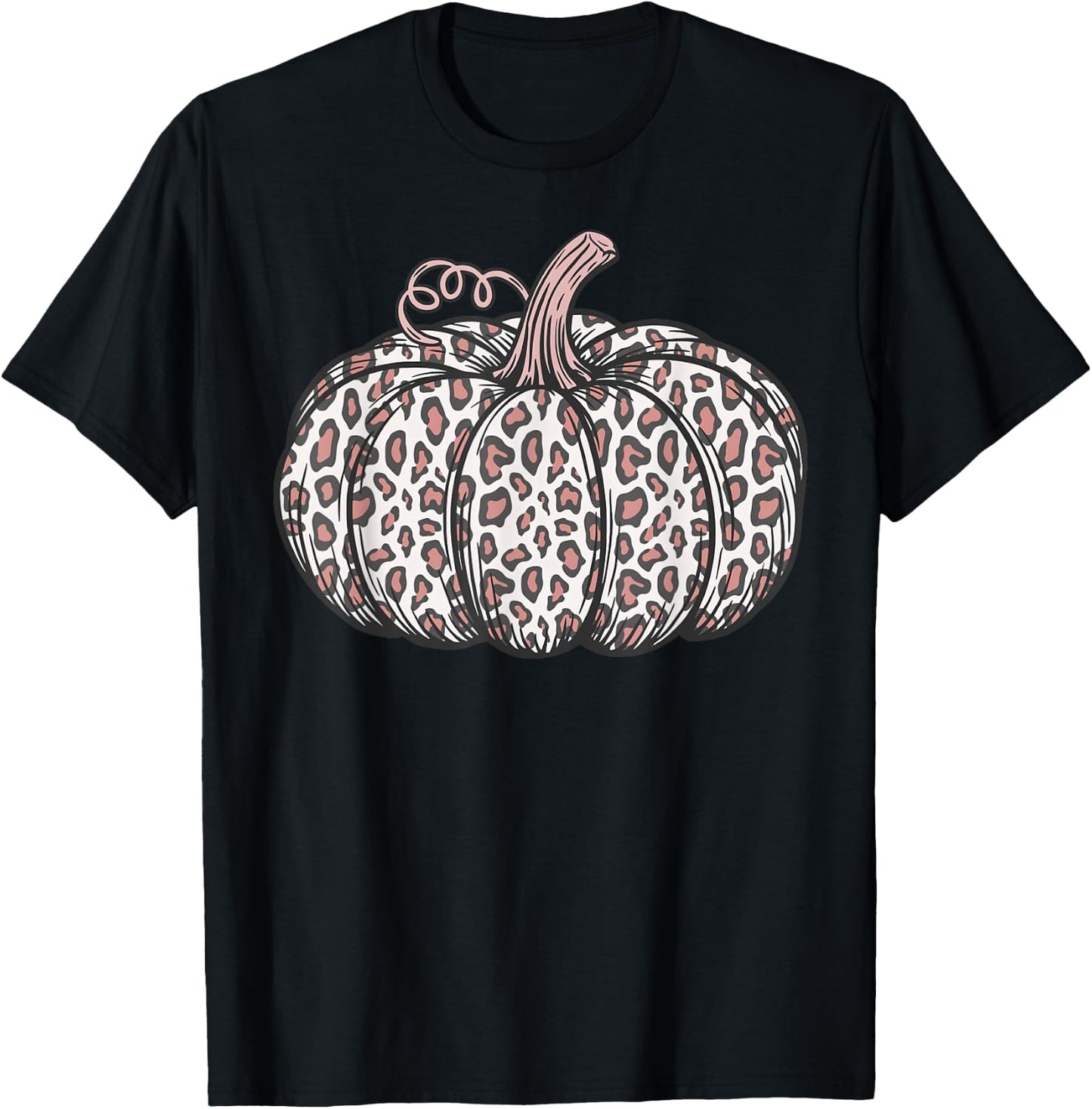 Leopard Print Pumpkin Fall Trendy Autumn Women's Graphic T-Shirt - T-Shirt | Black