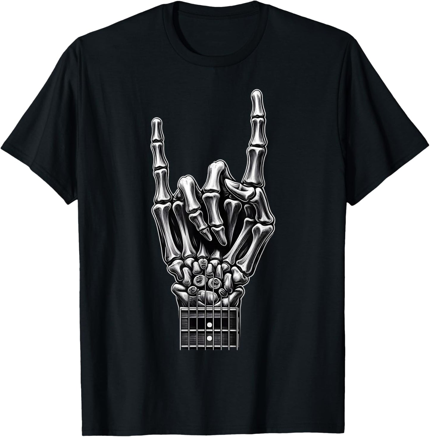 Cool Rock Skeleton Hand Pattern , Black, S T-Shirt - T-Shirt | Black