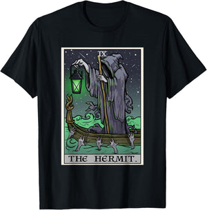 The Hermit Tarot Card Gothic Halloween Grim Reaper Horror Small T-Shirt - T-Shirt | Black