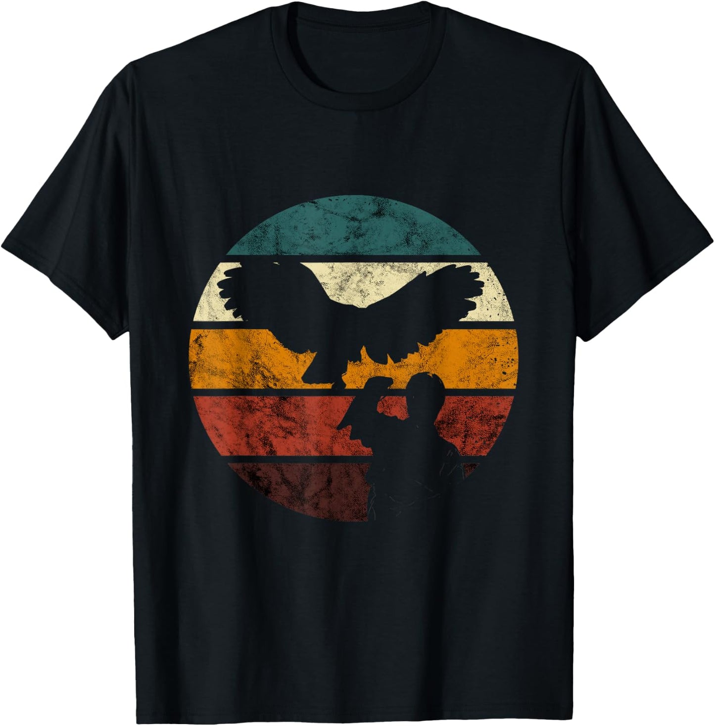 Falconry Red Tailed Hawk Vintage Retro Ornithology Falcon T-Shirt - T-Shirt | Black