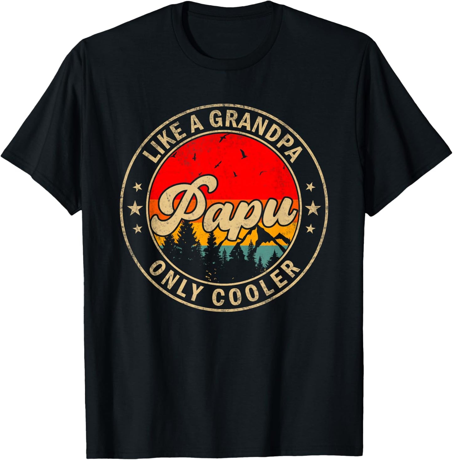 Papu Like A Grandpa Only Cooler Funny Papa Grandpa T-Shirt - T-Shirt | Black