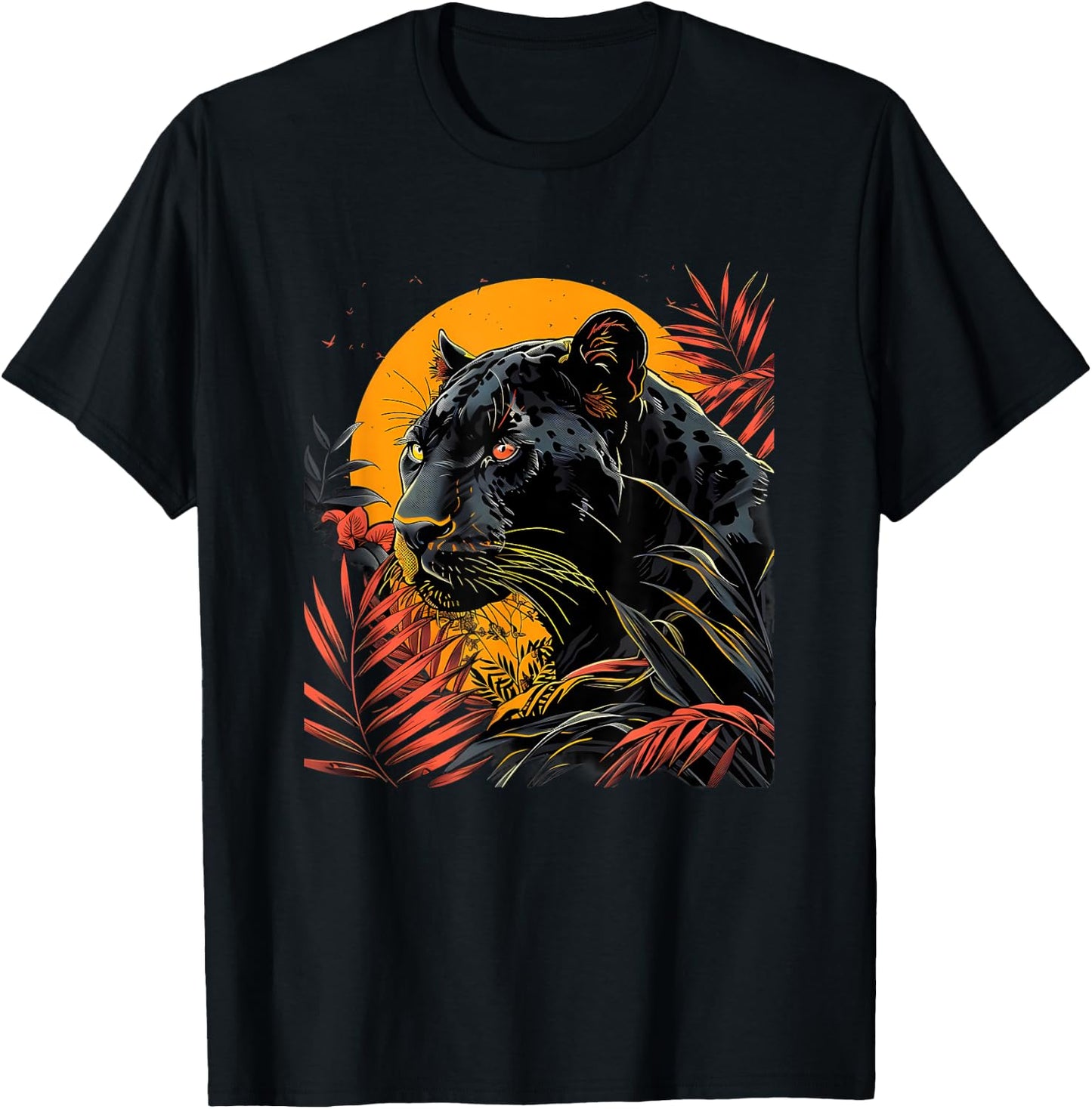 Panther Moon Artwork Wildlife Panther Lover Animal Art T-Shirt - T-Shirt | Black