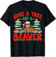 Save A Tree Eat A Beaver - Cute Beaver Christmas Tree Xmas T-Shirt - T-Shirt | Black
