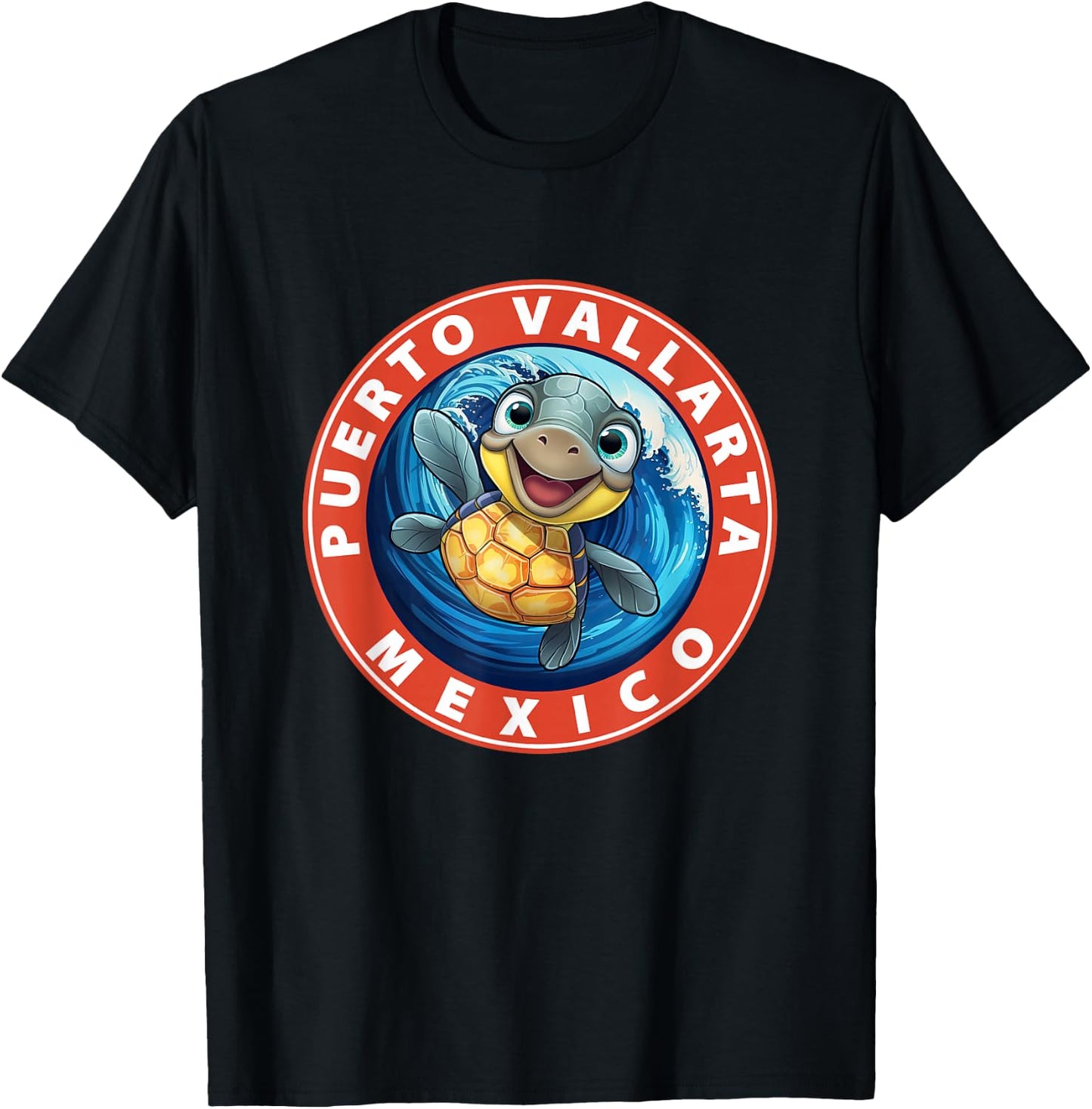 Puerto Vallarta Mexico Smiling Baby Sea Turtle Souvenir T-Shirt - T-Shirt | Black