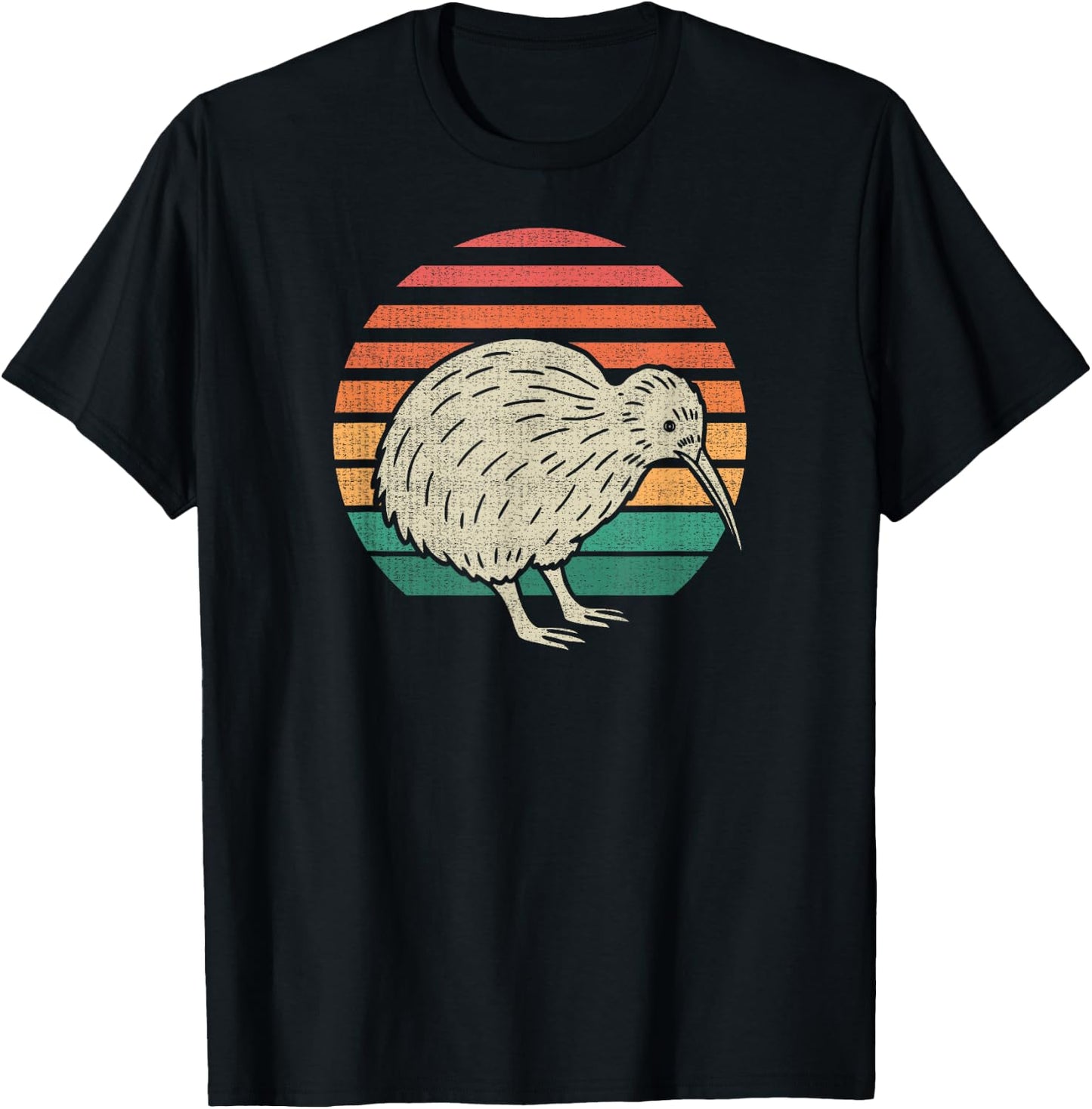 Kiwi Bird Lover Animal Retro 70s T-Shirt - T-Shirt | Black