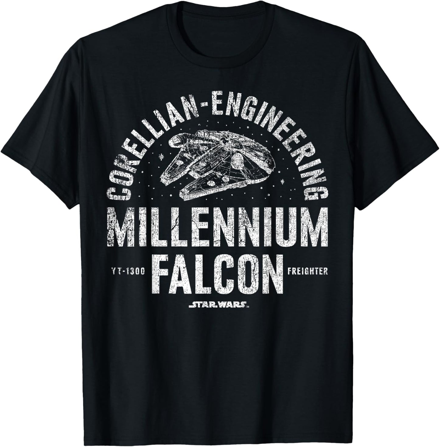 Star Wars Millennium Falcon Corellian Engineering Freighter T-Shirt - T-Shirt | Black