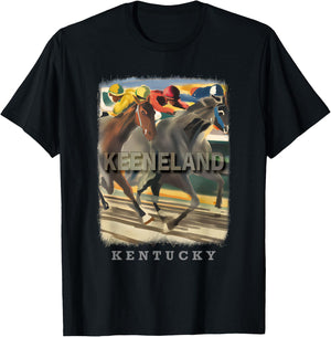 Keeneland Kentucky KY Horse Racing Excitement SD447 T-Shirt - T-Shirt | Black