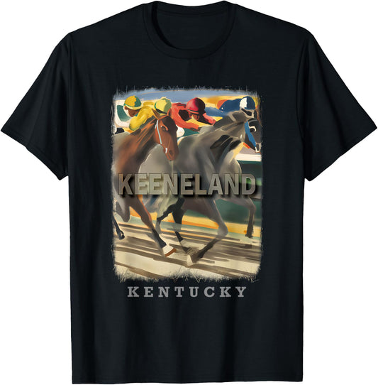 Keeneland Kentucky KY Horse Racing Excitement SD447 T-Shirt - T-Shirt | Black