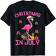 Christmas In July Pink Flamingo T-Shirt - T-Shirt | Black