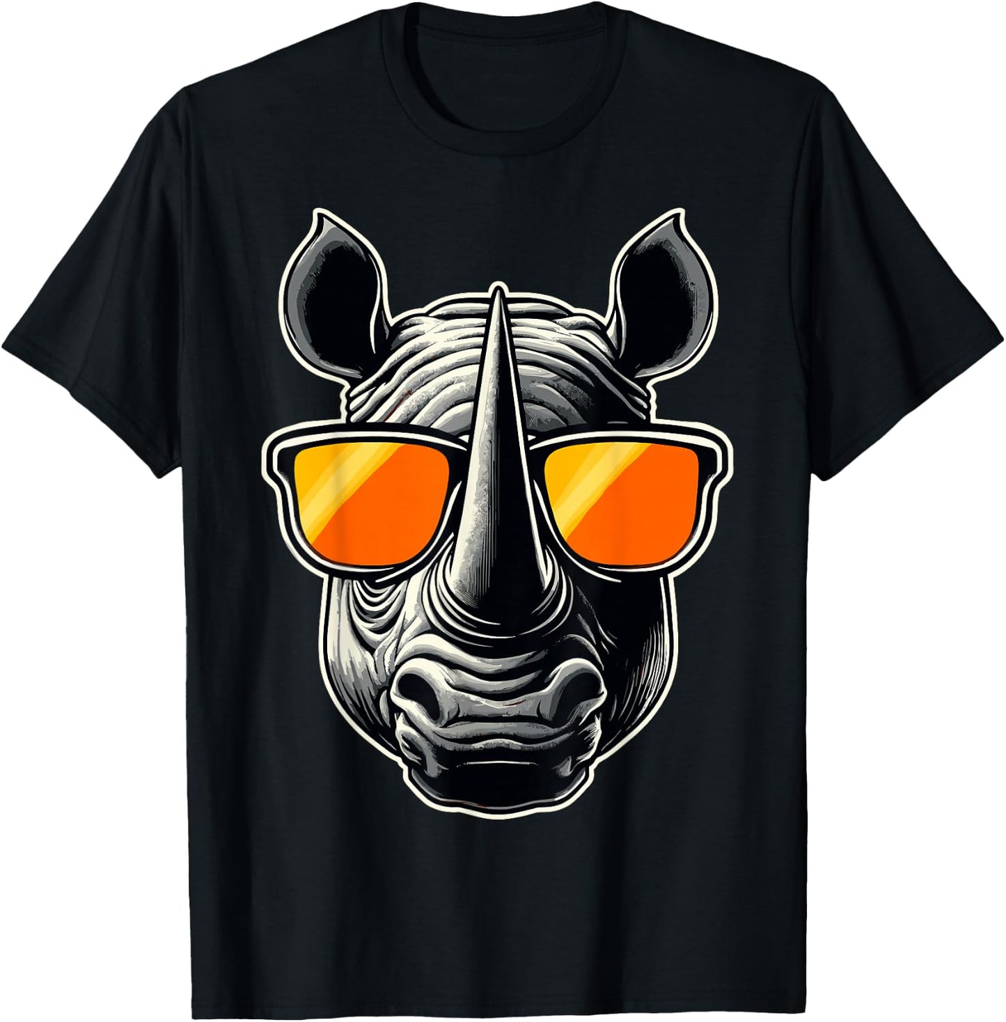 Magical and Funny Rhino lover Gifts Adult Classic Fit Black Animal Print T-Shirt - T-Shirt | Black
