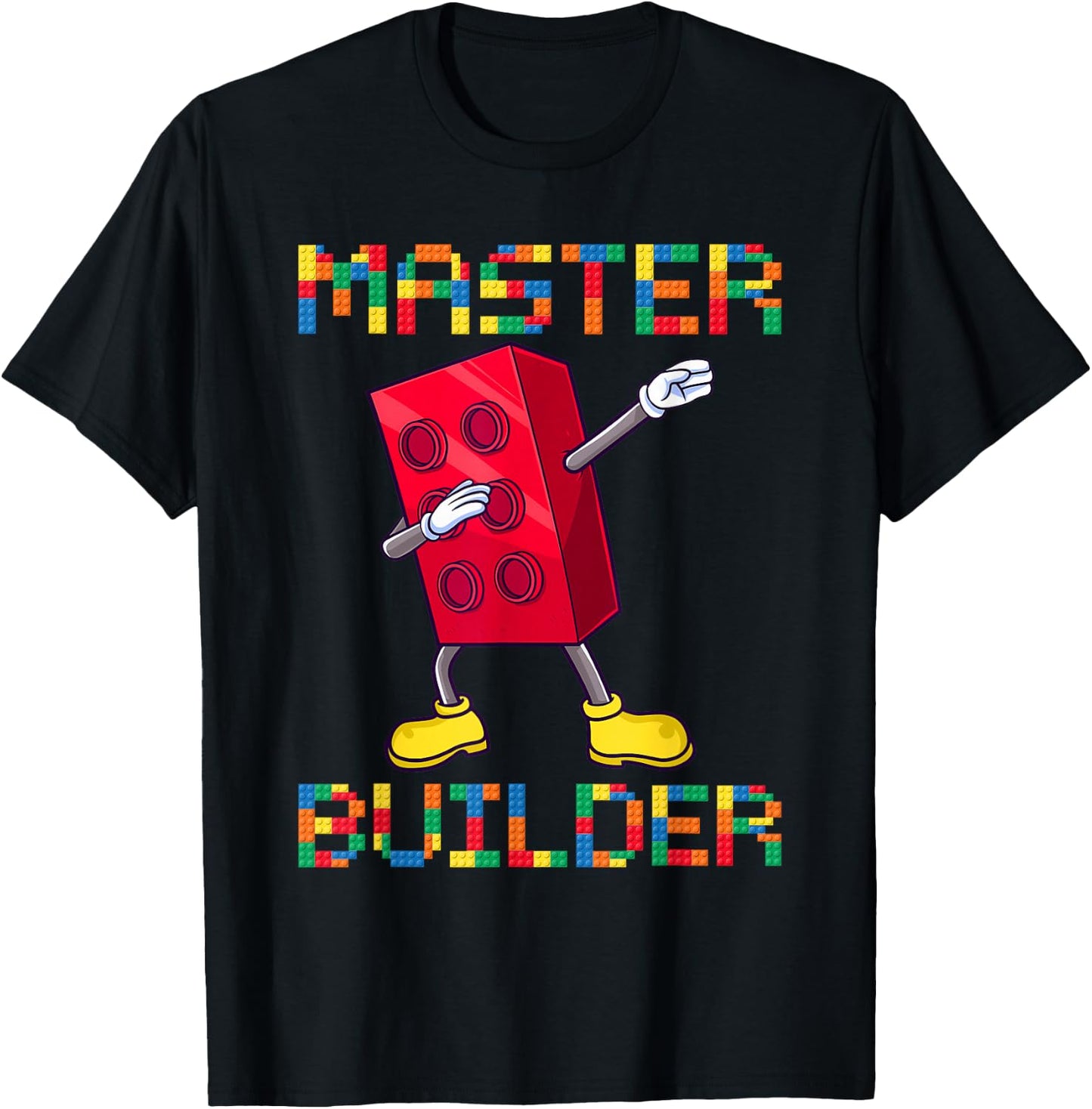 Dabbing Blocks Bricks Building Kids Boys Fun Master Builder T-Shirt - T-Shirt | Black