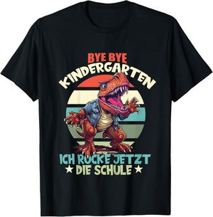 Children's Bye Bye Nursery with Dino Schulkind Zur First Day of School, black T-Shirt - T-Shirt | Black