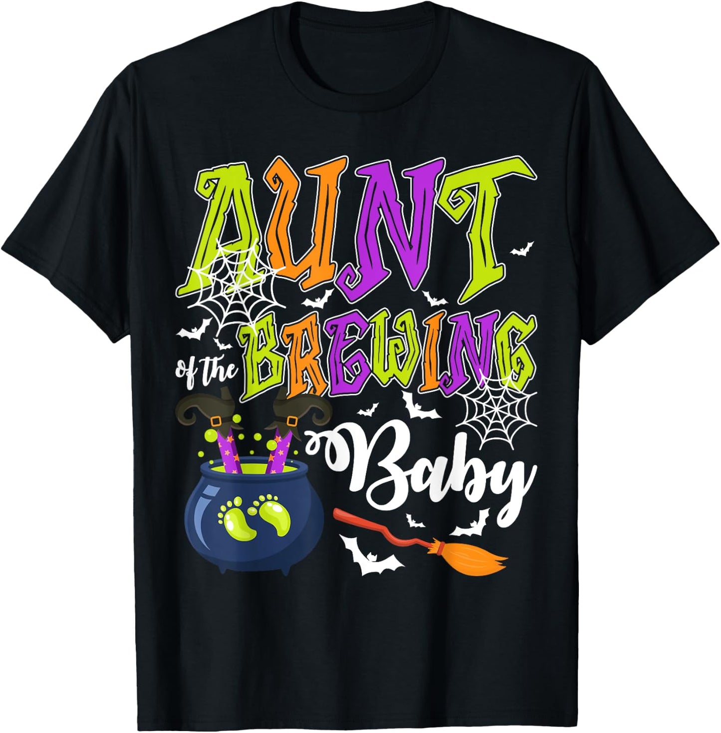 Aunt of Brewing Baby Matching Family Halloween Baby Shower T-Shirt - T-Shirt | Black