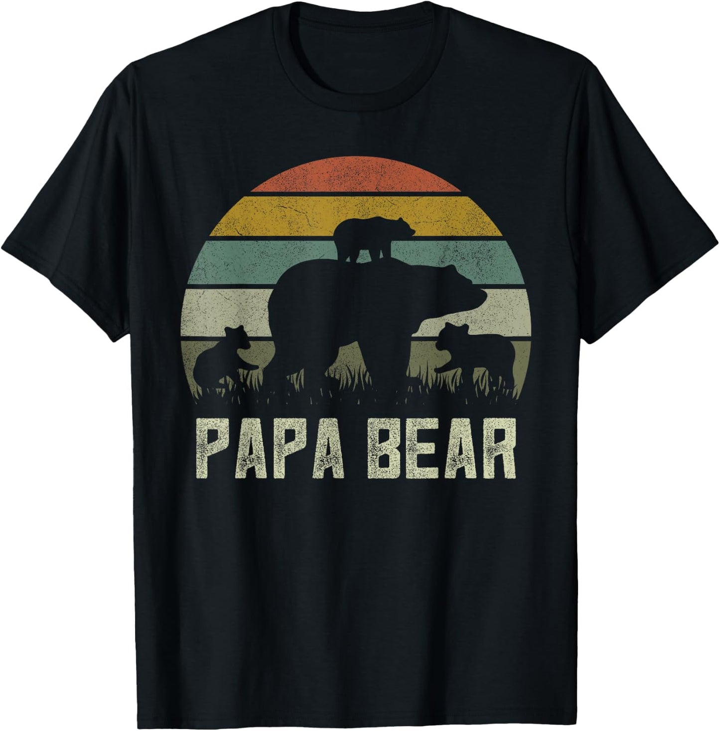 Lustige Papa Bär Shirts, Cub 3 Kinder Vatertag Opa T-Shirt - T-Shirt | Black