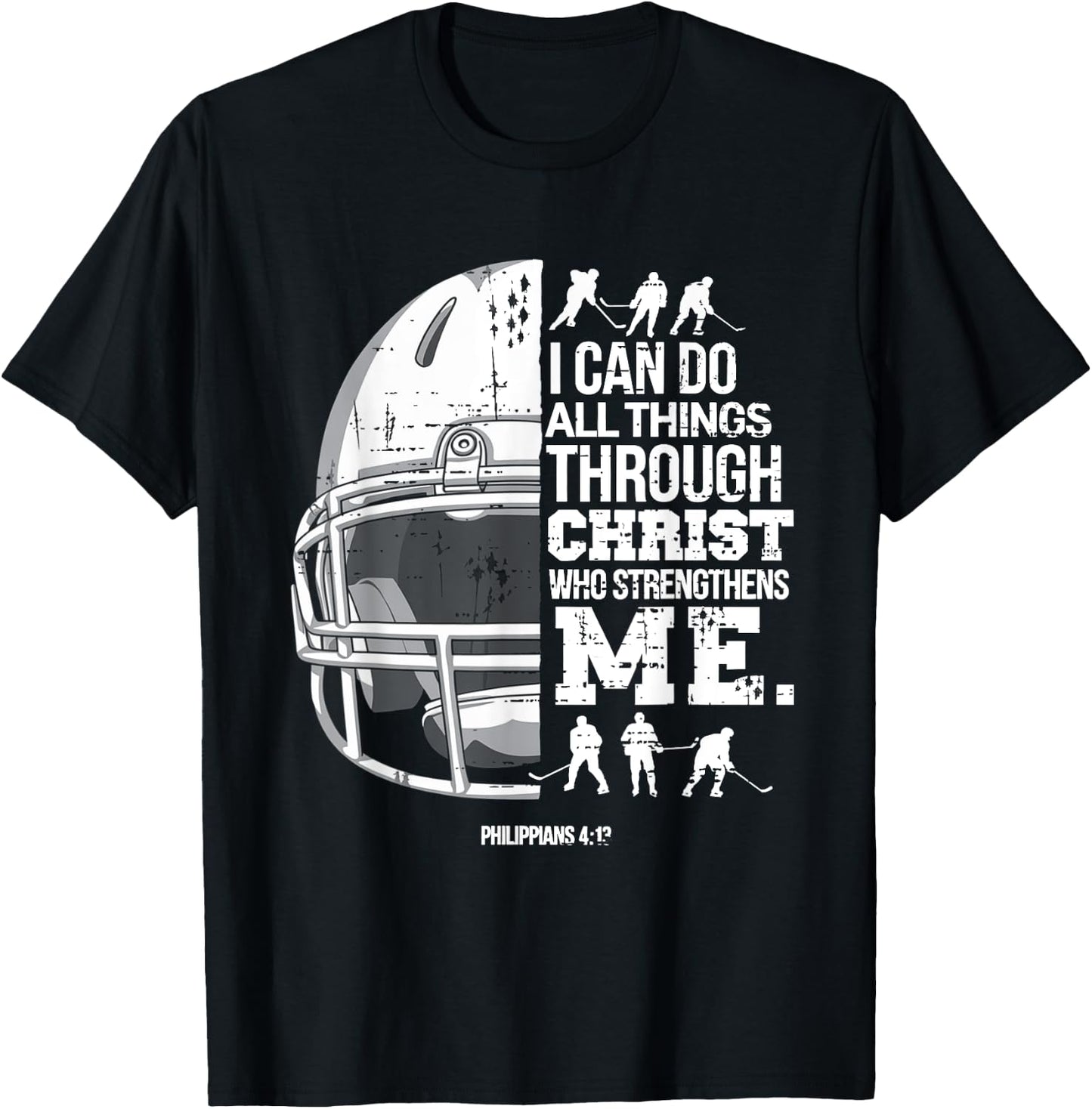 Christian Hockey I Can Do All Things Religious Faith T-Shirt - T-Shirt | Black