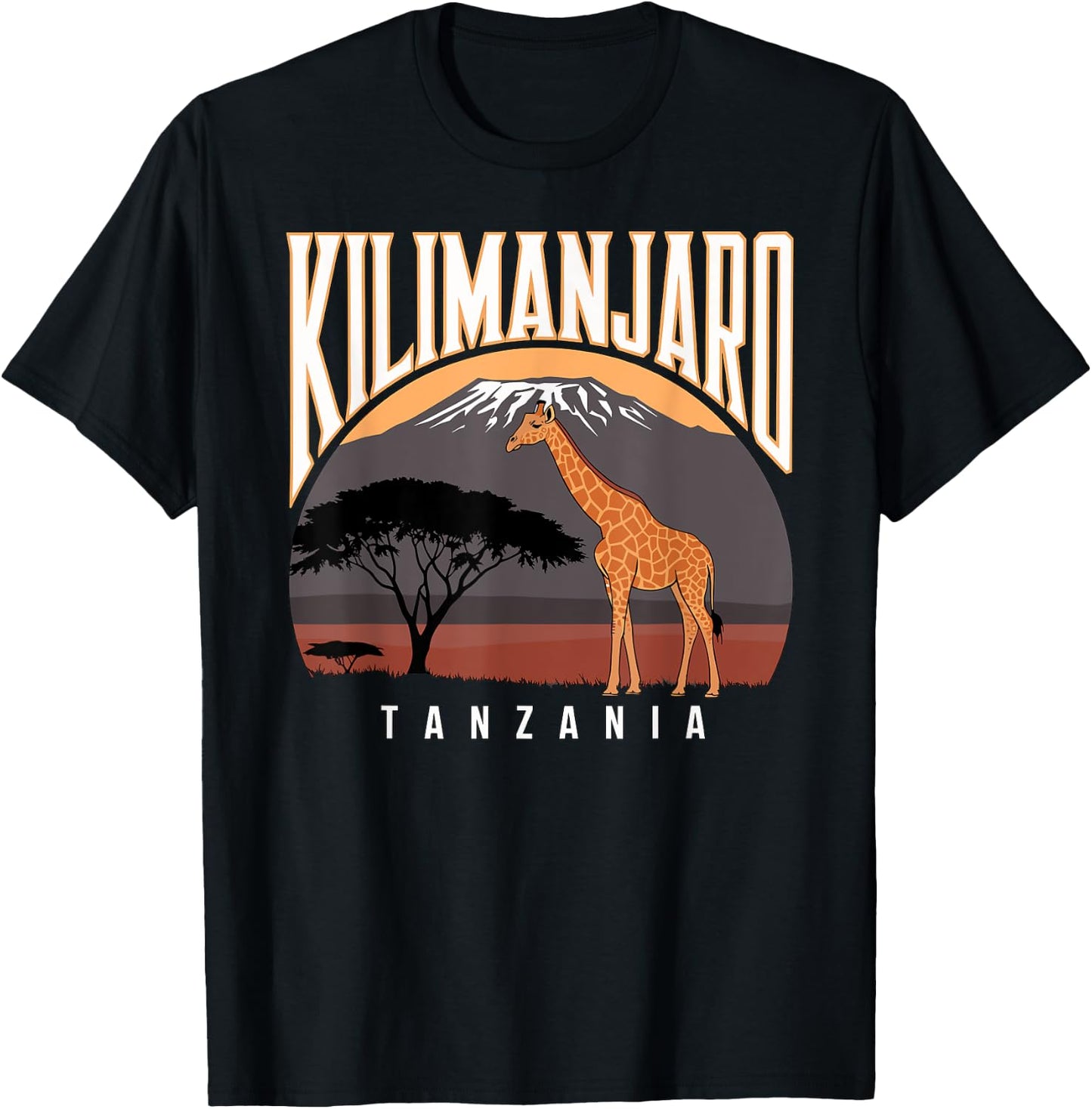 Kilimanjaro Tanzania, Fun Africa Safari Giraffe , Black, S T-Shirt - T-Shirt | Black