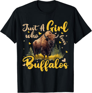 Buffalo Lover Just A Girl Who Loves Buffalos T-Shirt - T-Shirt | Black