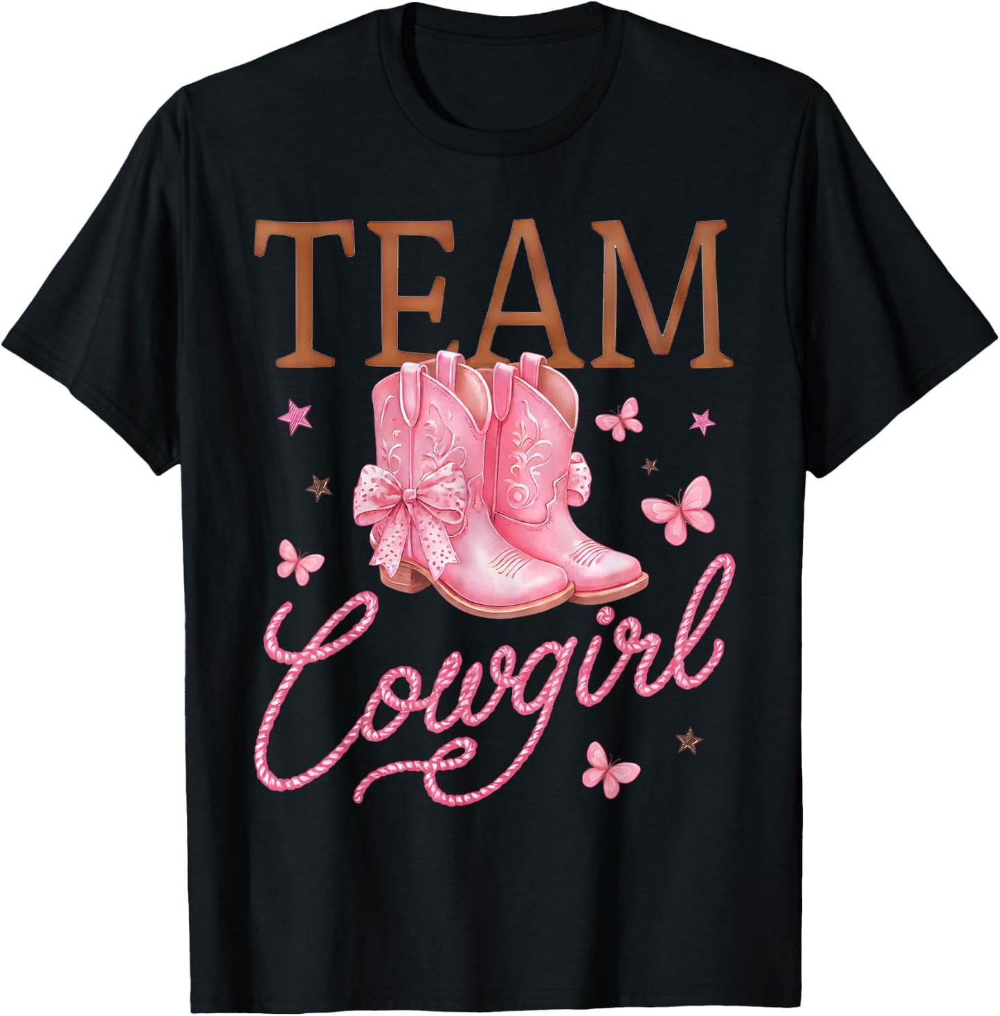 Cowboy Or Cowgirl Team Girl Boy Western Gender Reveal Family T-Shirt - T-Shirt | Black