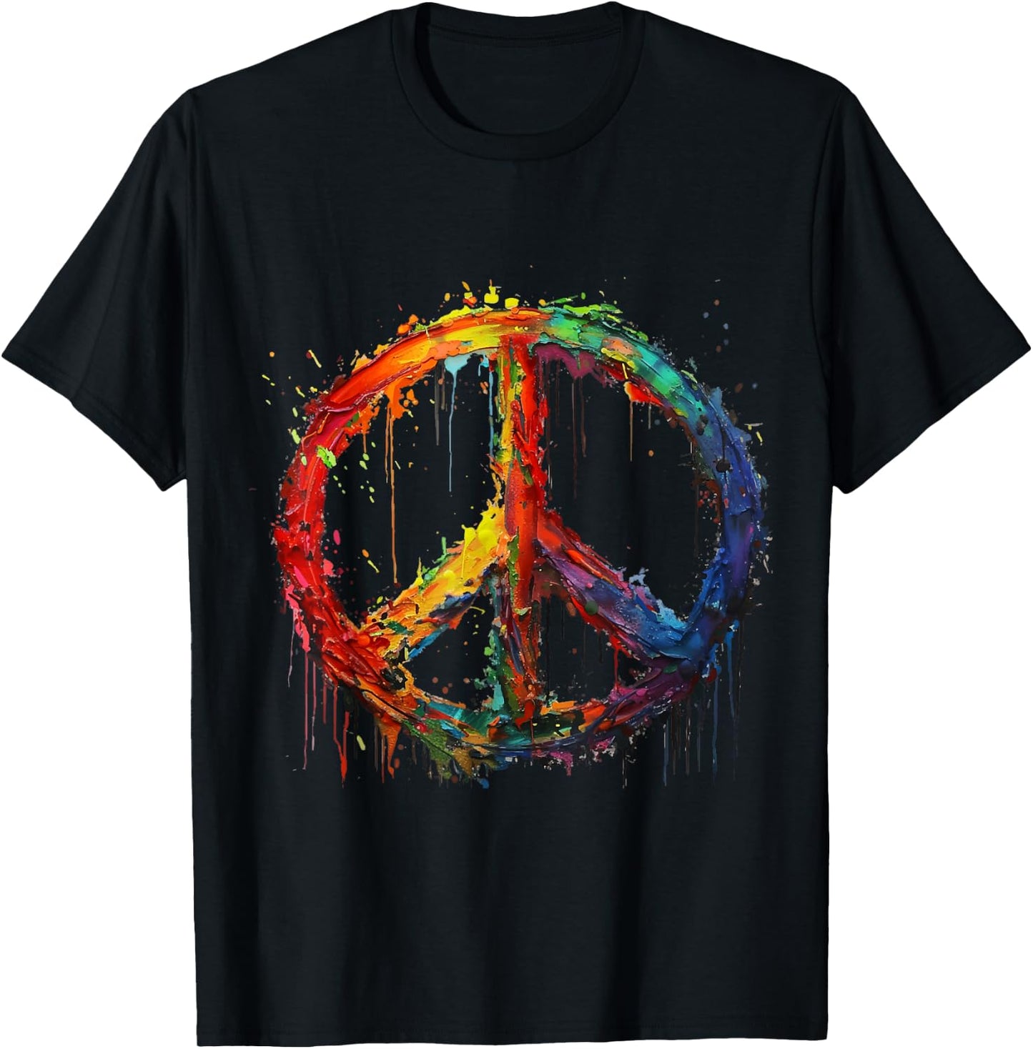 Peace Love Hippie Costume Peace Symbol 60s 70s , Black, S T-Shirt - T-Shirt | Black