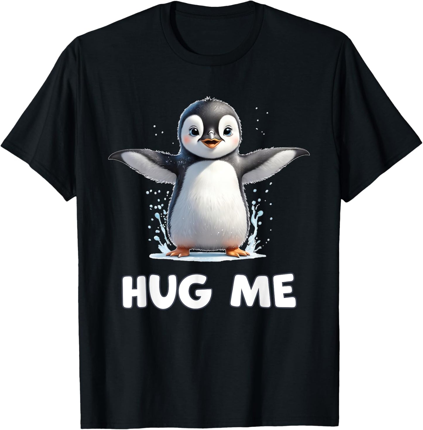 Cute Penguin Hug Me T-Shirt - T-Shirt | Black
