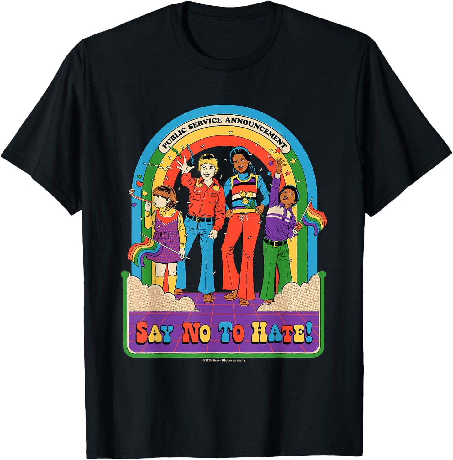 Say No to Hate Sarcastic Retro Vintage Funny Adult Humor T-Shirt - T-Shirt | Black