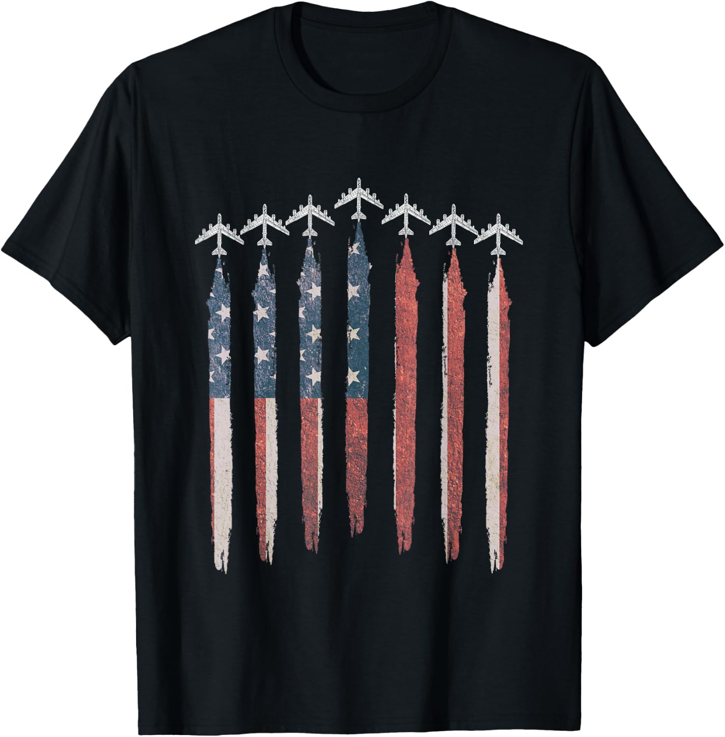 B-52 Stratofortress Bomber Airplane USA Flag B-52 July 4th T-Shirt - T-Shirt | Black