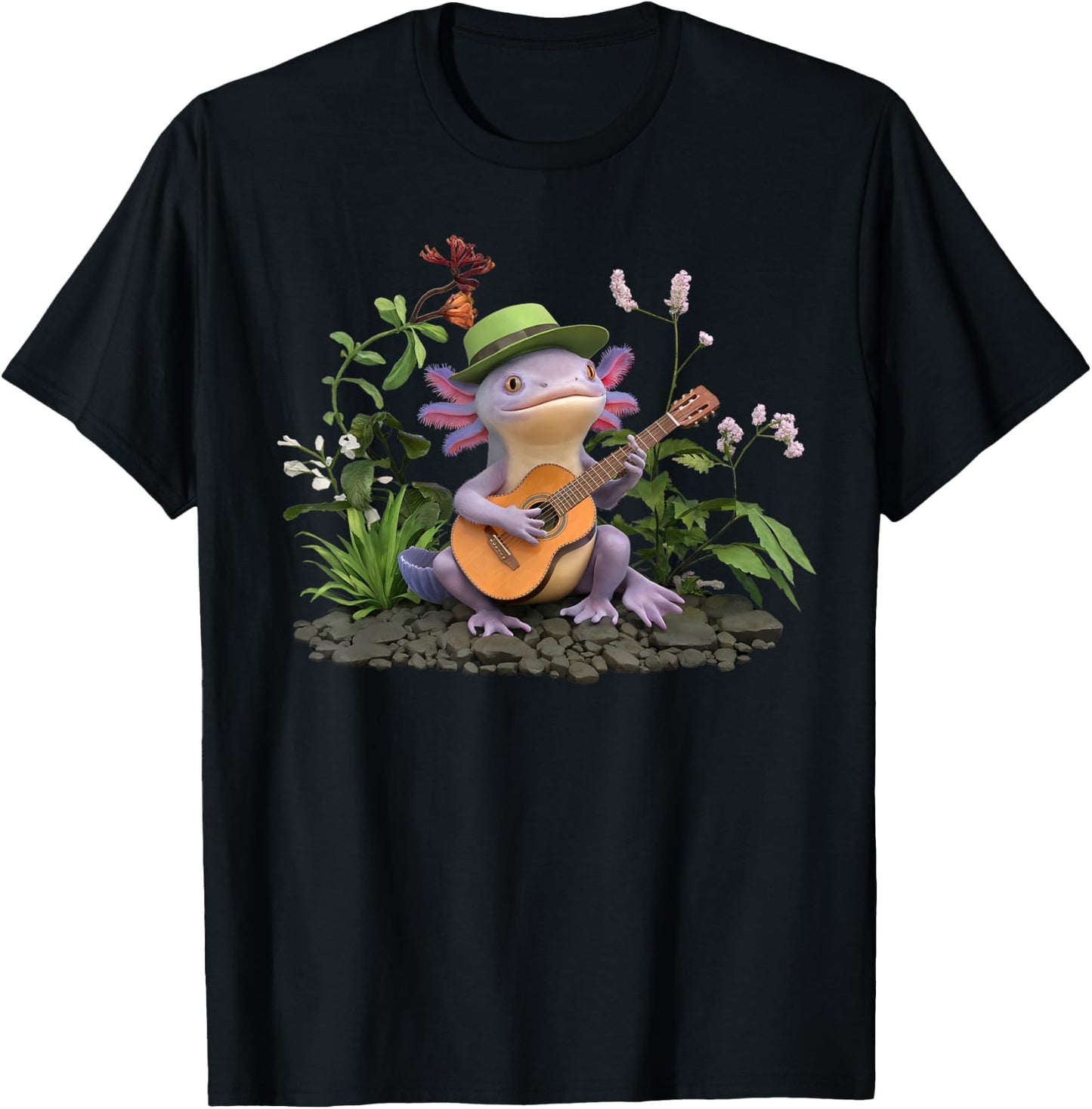 Axolotl Birthday Party Favors Playing Banjo Axolotl Party T-Shirt - T-Shirt | Black
