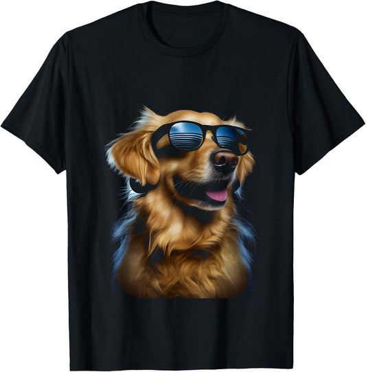 Golden retriever dog sunglasses dog fans retriever fans T-Shirt - T-Shirt | Black