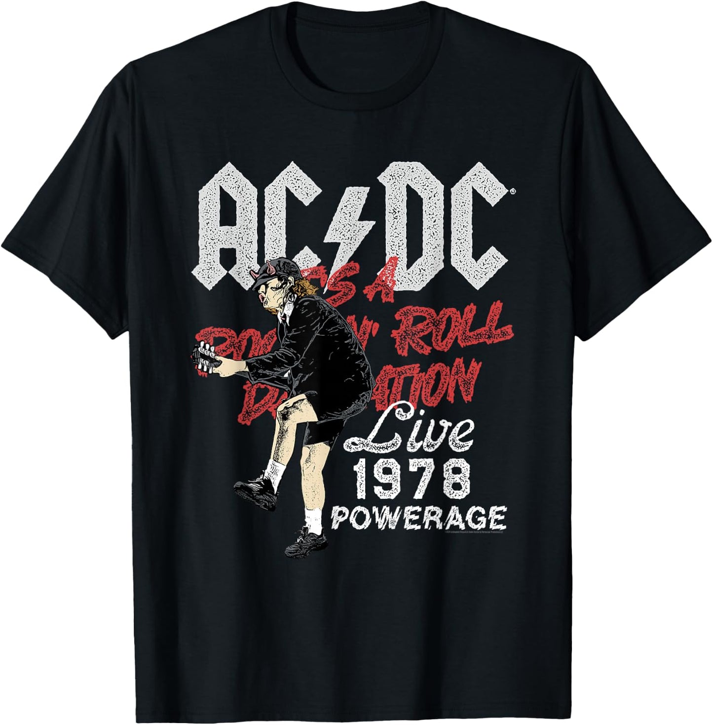 AC/DC Rock and Roll Damnation Live 1978 Powerage T-Shirt - T-Shirt | Black