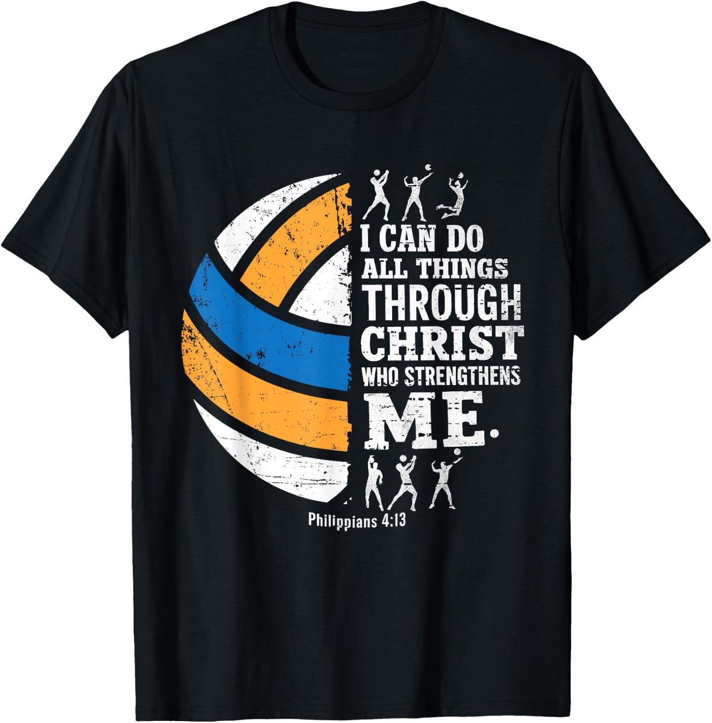 Christian Volleyball I Can Do All Things Religious Faith T-Shirt - T-Shirt | Black