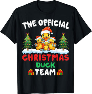 Christmas Duck Team Santa Hat Xmas Holiday Duck Christmas T-Shirt - T-Shirt | Black