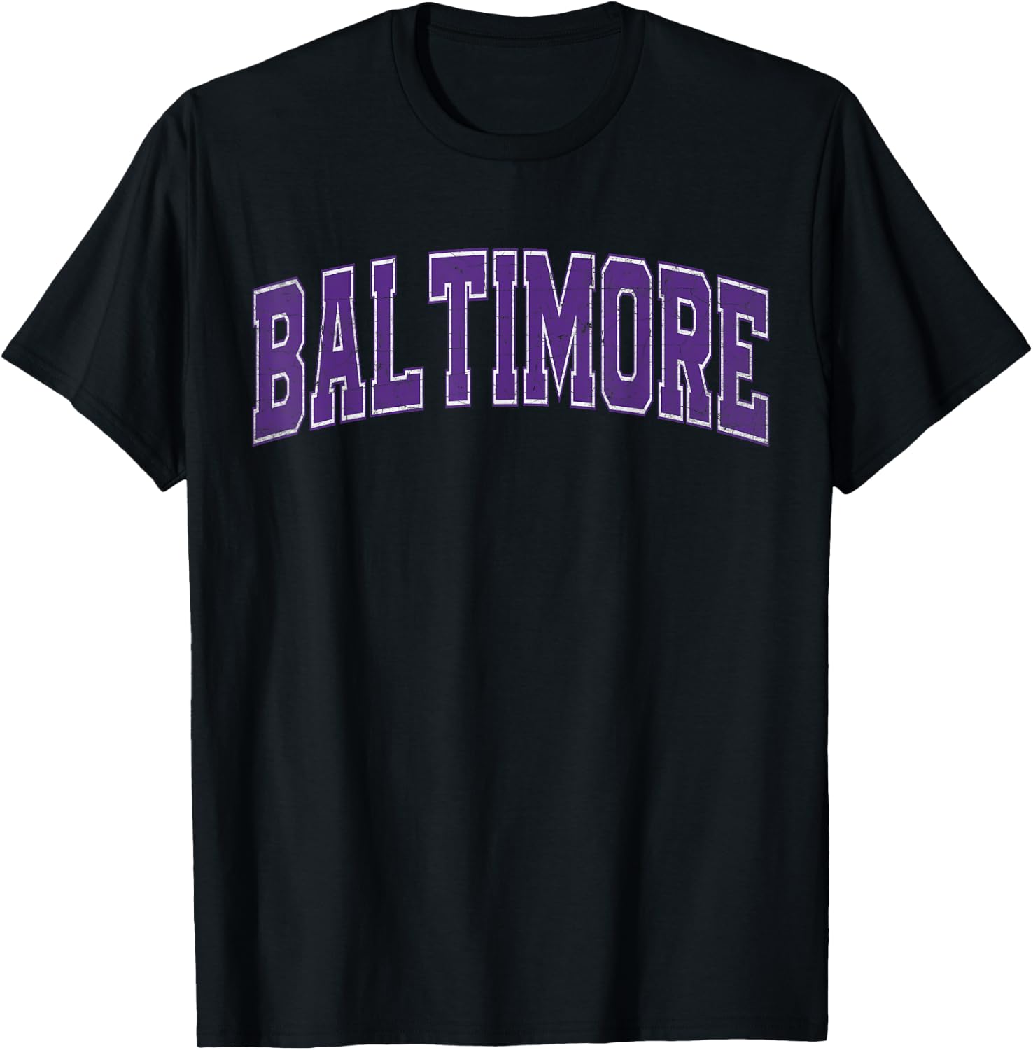 Baltimore MD Vintage Sports Purple Retro Varsity Text T-Shirt - T-Shirt | Black