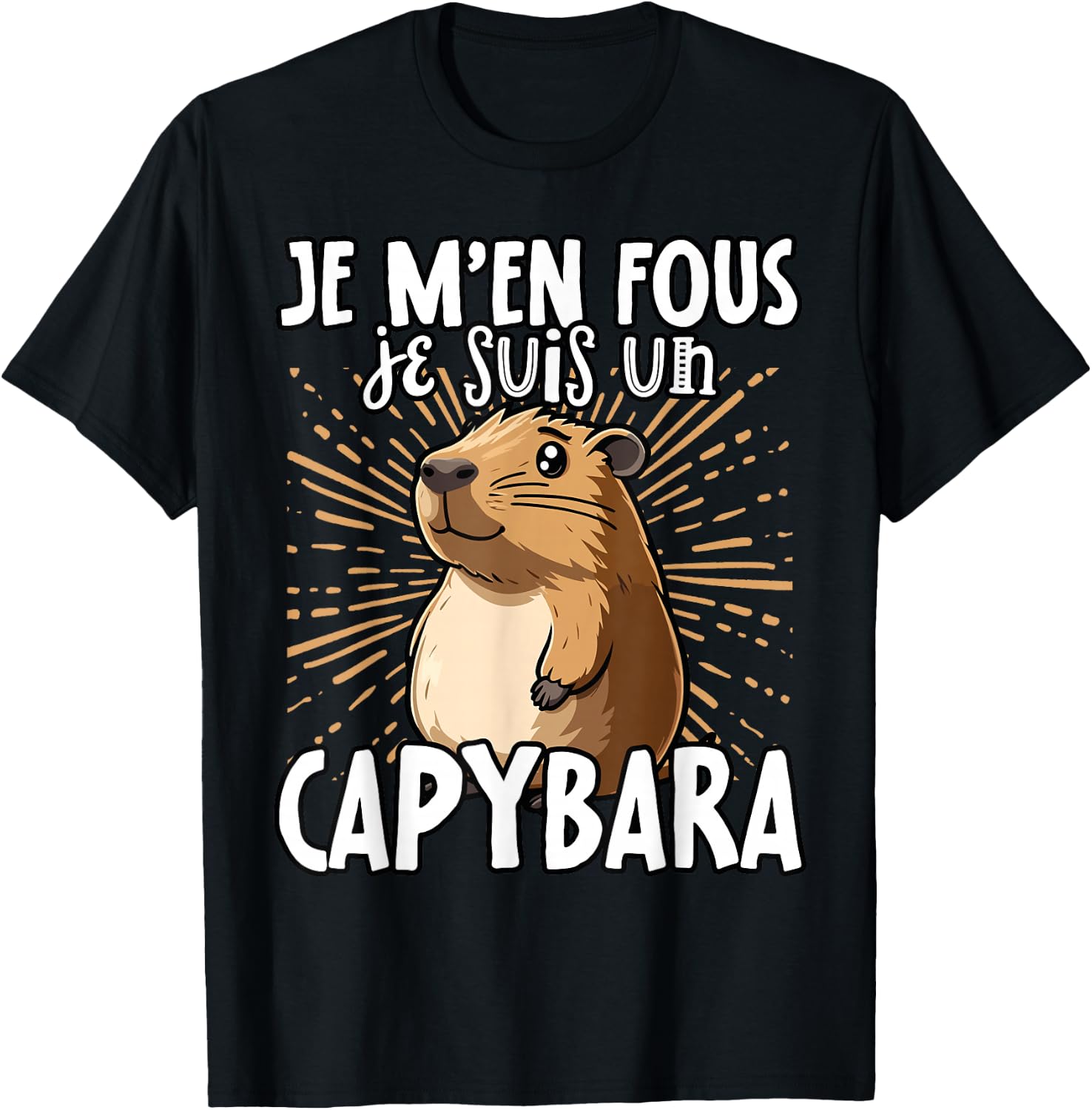Je M'en Fous Je Suis Un Capybara - Sweet Capybara , Black, S T-Shirt - T-Shirt | Black