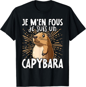 Je M'en Fous Je Suis Un Capybara - Sweet Capybara , Black, S T-Shirt - T-Shirt | Black