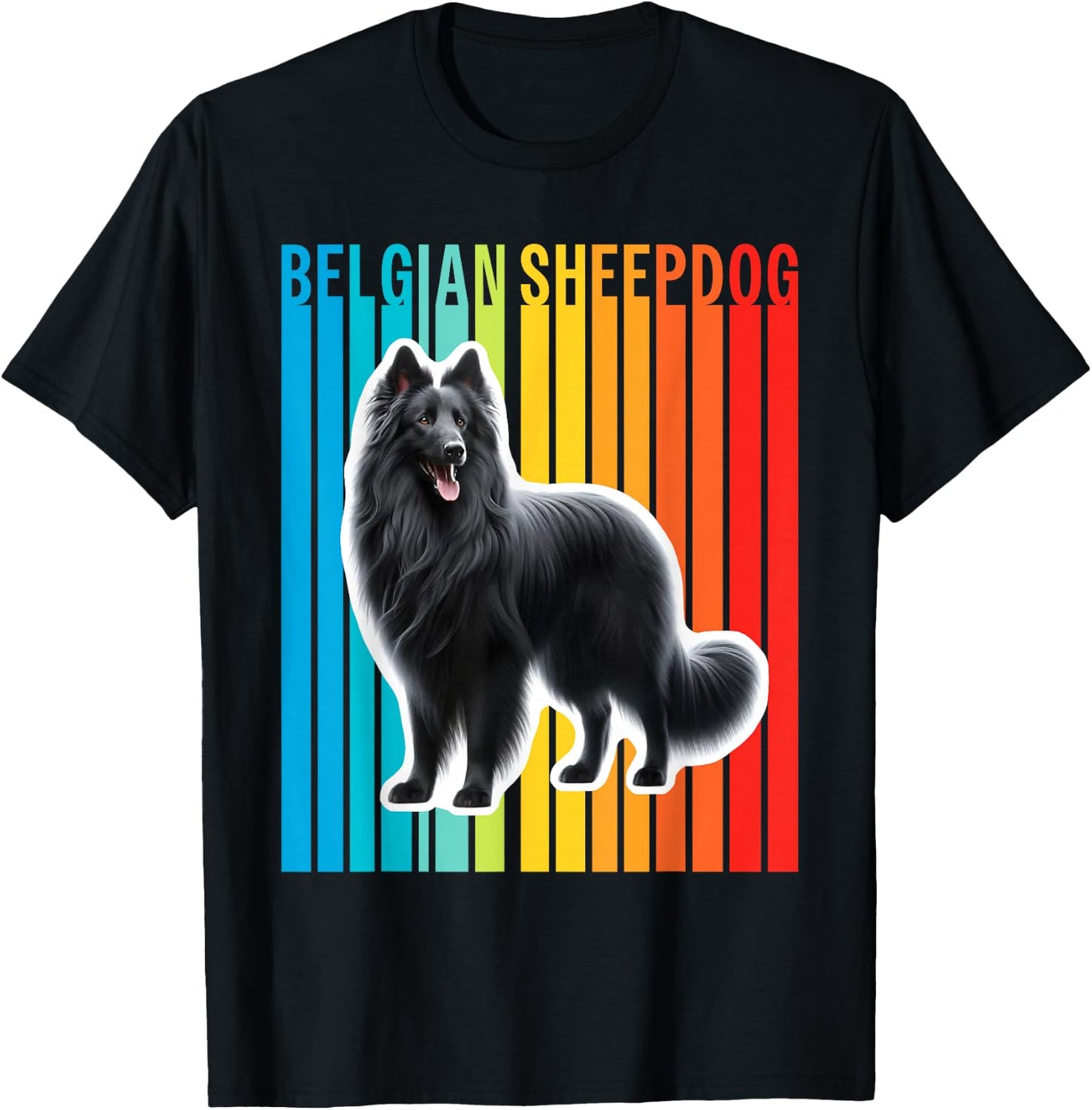 Colorful Belgian Sheepdog T-Shirt - T-Shirt | Black